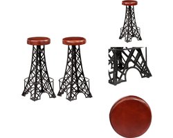 vidaXL Barstoel - Barstoelen - Barkruk - Barkrukken - Barkrukken 2 st echt leer