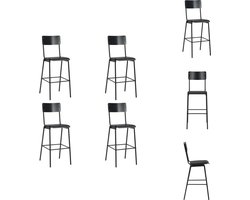 vidaXL Barstoel - Barstoelen - Barkruk - Barkrukken - Barstoelen 4 st massief multiplex staal zwart