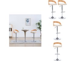 vidaXL Barstoel - Barstoelen - Stoel - Stoelen - Barkrukken 2 st kunstleer en gebogen hout crèmekleurig