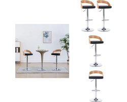 vidaXL Barstoel - Barstoelen - Stoel - Stoelen - Barkrukken 2 st kunstleer en gebogen hout zwart