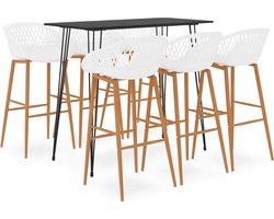 vidaXL Barstoel - Bartafel - 7-delige Barset zwart en wit - Loungehoek - Bistro Meubilair - Industriële Woonstijl