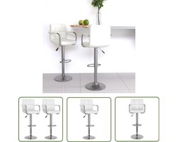 vidaXL Barstoelen 2 st kunstleer wit Barstoel - Barkruk - Keukenstoel - Eetkamerstoel - Designstoel