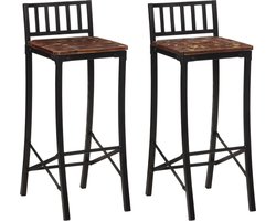 vidaXL - Barstoelen - 2 - st - massief - gerecycled - hout