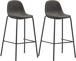 vidaXL - Barstoelen - 2 - st - stof - donkergrijs