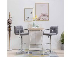vidaXL - Barstoelen - 2 - st - stof - lichtgrijs