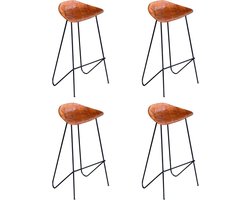 vidaXL - Barstoelen - 4 - st - echt - leer - bruin