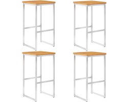 vidaXL - Barstoelen - 4 - st - massief - acaciahout - en - roestvrij - staal