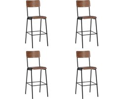 vidaXL - Barstoelen - 4 - st - massief - multiplex - staal