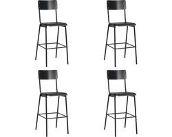 vidaXL - Barstoelen - 4 - st - massief - multiplex - staal - zwart