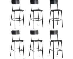 vidaXL - Barstoelen - 6 - st - massief - multiplex - staal - zwart