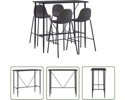vidaXL Barstoelen - Bartafel - 5-delige Barset stof donkergrijs - Eetkamermeubel - Salon Meubilair - Moderner Meubels