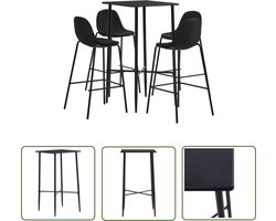 vidaXL Barstoelen - Bartafel - 5-delige Barset stof zwart - Barset - Meubels - Eetkamer