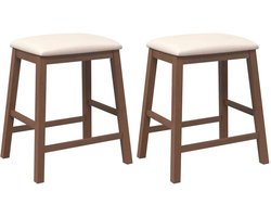 vidaXL - Barstoelen - met - kussens - 2 - st - massief - hout - rubber - bruin
