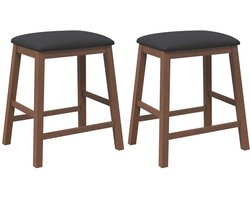vidaXL - Barstoelen - met - kussens - 2 - st - massief - hout - rubber - bruin
