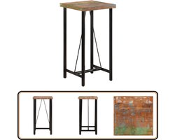 vidaXL Bartafel - 55x55x107 cm - Gerecycled Hout & IJzer Bartafel - Bistrotafel - Feesttafel - Houten Tafel - Gerecycled Hout