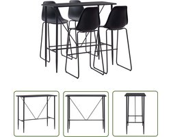 vidaXL Bartafel - Bar Set - 5-delige Barset kunststof zwart - Eetkamerset - Zwarte Meubels - Moderne Barset