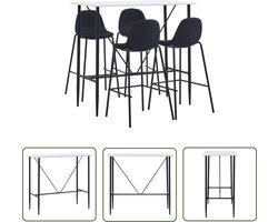 vidaXL Bartafel - Bar Set - 5-delige Barset stof zwart - Eetkamerset - Salon Meubilair - Zwarte Barstoelen