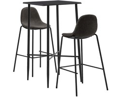 vidaXL Bartafel - Barset - 3-delige Barset stof donkergrijs - Barstoelen - Meubels - Eetkamermeubel