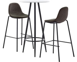 vidaXL Bartafel - Barset - 3-delige Barset stof donkergrijs - Barstoelen - Meubels - Lounge