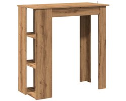 vidaXL Bartafel - Bartafels - Bartoptafel - Pubtafel - Bartafel met schap 102x50x103,5cm bewerkt hout artisanaal eiken
