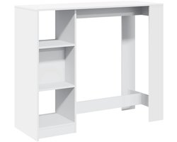 vidaXL Bartafel - Bewerkt Hout - 124x46x103,5 cm - Wit Bartafel - Houten Bartafel - Witte Bartafel - Barkast - Opslagruimte