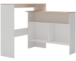 vidaXL Bartafel met 2 tafelbladen 130x40x120 cm wit en eikenkleurig - Bartafel - Bartafels - Bistrotafel - Bistrotafels