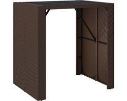 vidaXL Bartafel met glazen blad 105x80x110 cm poly rattan bruin - Bartafel - Eetkamerstoel - Tuintafel - Outdoor Furniture - Patio Set