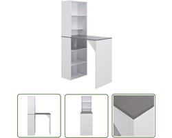vidaXL Bartafel met kast - Wit - 115x59x200 cm Bartafel - Houten Bartafel - Bartafel Met Kast - Salontafel - Kookeiland