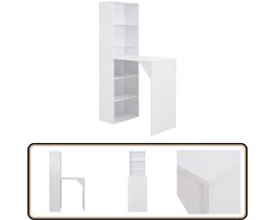 vidaXL Bartafel met Kast - Wit - 115x59x200 cm Bartafel - Witte Bartafel - Bartafel Met Kast - Kookeiland - Ontbijtbar