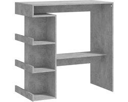 vidaXL - Bartafel - met - opbergrek - 100x50x101,5 - cm - bewerkt - hout - betongrijs