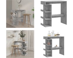 vidaXL Bartafel met opbergrek 100x50x101,5 cm bewerkt hout betongrijs - Bartafel - Bartafels - Pubtafel - Kroegtafel