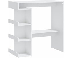 vidaXL - Bartafel - met - opbergrek - 100x50x101,5 - cm - bewerkt - hout - wit