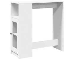 vidaXL - Bartafel - met - rekken - 101x40x103,5 - cm - bewerkt - hout - wit