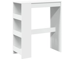 vidaXL - Bartafel - met - rekken - 90x40x103,5 - cm - bewerkt - hout - wit