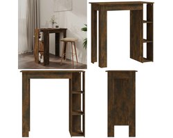 vidaXL Bartafel met schap 102x50x103,5 cm bewerkt hout gerookt eiken - Bartafel - Bartafels - Pubtafel - Kroegtafel