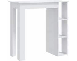 vidaXL - Bartafel - met - schap - 102x50x103,5 - cm - bewerkt - hout - hoogglans - wit