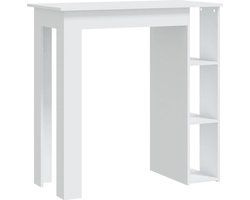 vidaXL - Bartafel - met - schap - 102x50x103,5 - cm - bewerkt - hout - wit