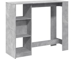 vidaXL - Bartafel - met - schap - 124x46x103,5 - cm - bewerkt - hout - betongrijs