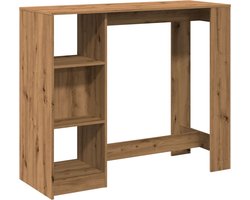 vidaXL - Bartafel - met - schap - 124x46x103,5 - cm - hout - artisanaal - eikenkleurig