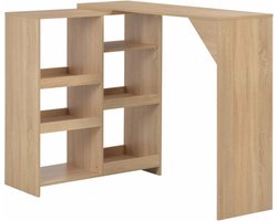 vidaXL - Bartafel - met - verplaatsbaar - schap - 138x39x110 - cm - eikenkleurig