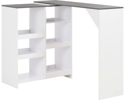 vidaXL - Bartafel - met - verplaatsbaar - schap - 138x39x110 - cm - wit