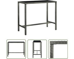 vidaXL Bartafel - Tuinbartafel - Tuinbartafel 130x60x110 cm poly rattan en glas grijs - Tuintafels - Outdoor Furniture - Patio Set