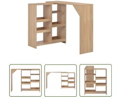 vidaXL Bartafel - Verplaatsbaar Schap - Eikenkleurig Bartafel - Houten Bartafel - Eiken Bartafel - Hoge Tafel - Bistrotafel