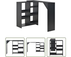 vidaXL Bartafel - Zwart - Verplaatsbaar schap - 138x39x110 cm Bartafel - Houten Bartafel - Eetkamertafel - Kookeiland - Bistrotafel