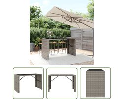 vidaXL Bartafels - Bartafel - Bartafel met glazen blad 185x80x110 cm poly rattan grijs - Outdoor Furniture - Tuinmeubel - Teras Meubel