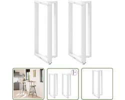 vidaXL Bartafels - Bartafel Potten - Bartafelpoten 2 st T-vormig 60x35x(110-111) cm staal wit - Keukenapparatuur - Eetkamerstoelen - Salontafel