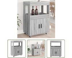 vidaXL Barwagen - Drankenkar - Drankkar 60x39,5x89 cm bewerkt hout grijs sonoma eikenkleurig - Houten Kar - Grijze Kast - Woonaccessoires