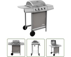 vidaXL Bbq - Gasbarbecue - Gasbarbecue met 4 branders zilverkleurig - Buitengrill - Stainless Steel - Staal