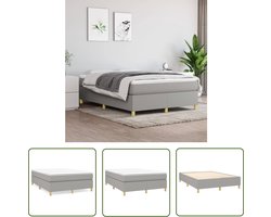 vidaXL Bed - Boxspring - Boxspring met matras stof lichtgrijs 140x200 cm - Boxspringbed - Tweepersoonsbed - Grijs Bed
