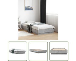 vidaXL Bed Frame - Beton Grijs Bed - Bedframe bewerkt hout betongrijs 90x190 cm - Houten Bed - Tweepersoonsbed - Enkelpersoonlig Bed